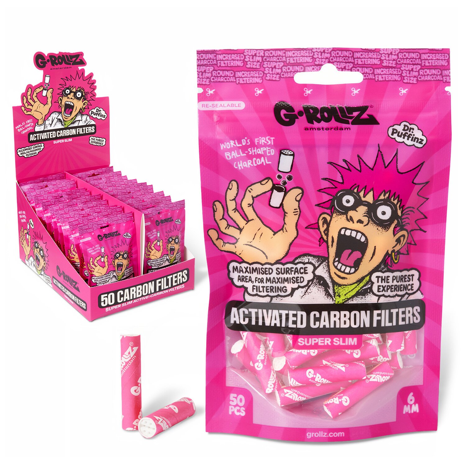 G-Rollz - Activated Carbon Filters - Ø6mm (Pink) - 50er Pack