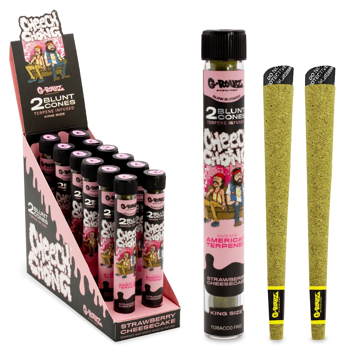G-Rollz - Cheech & Chong(TM)- Strawberry Cheesecake - Terpene Infused Cones - 12er Display