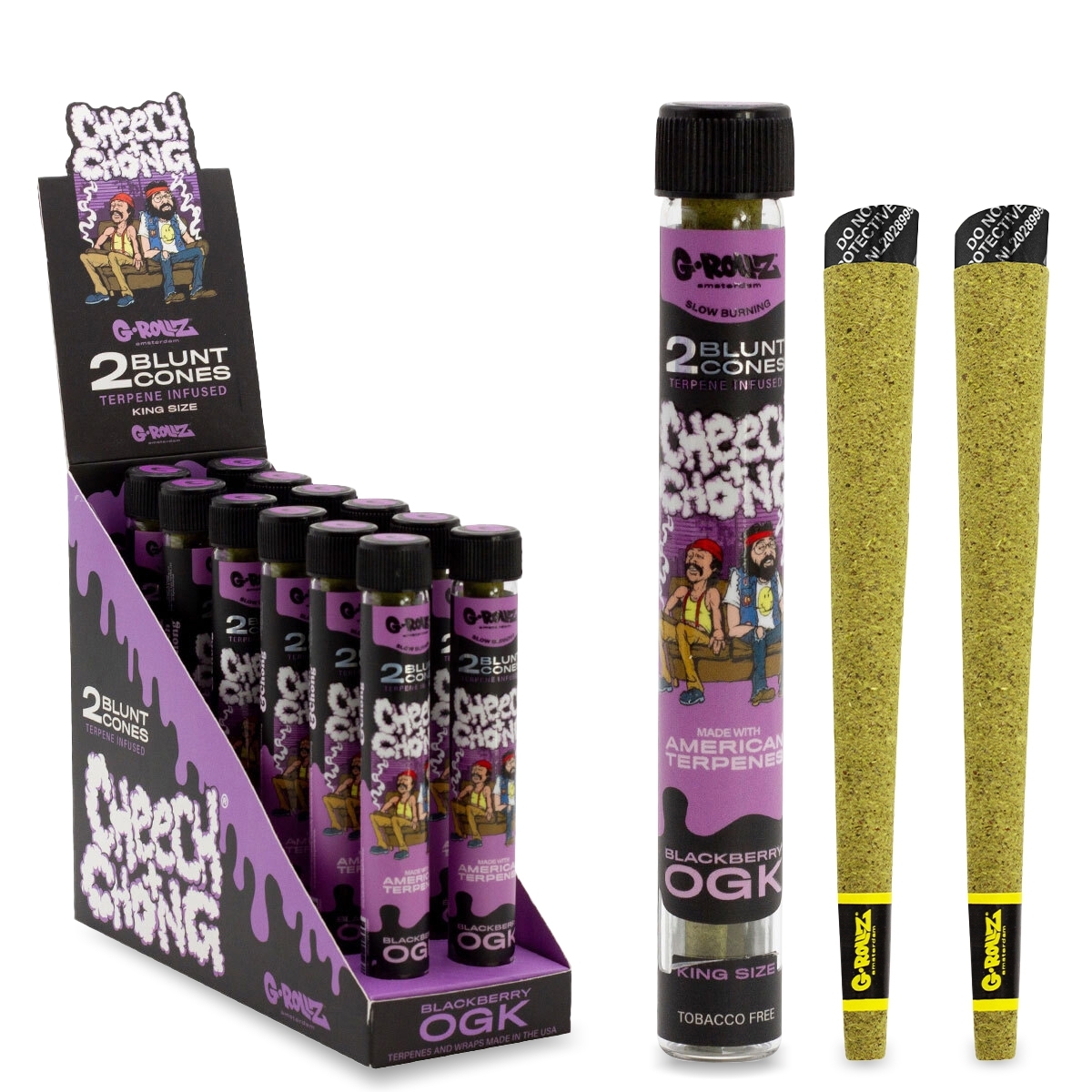 G-Rollz - Cheech & Chong(TM)- Blackberry OGK - Terpene Infused Cones - 12er Display
