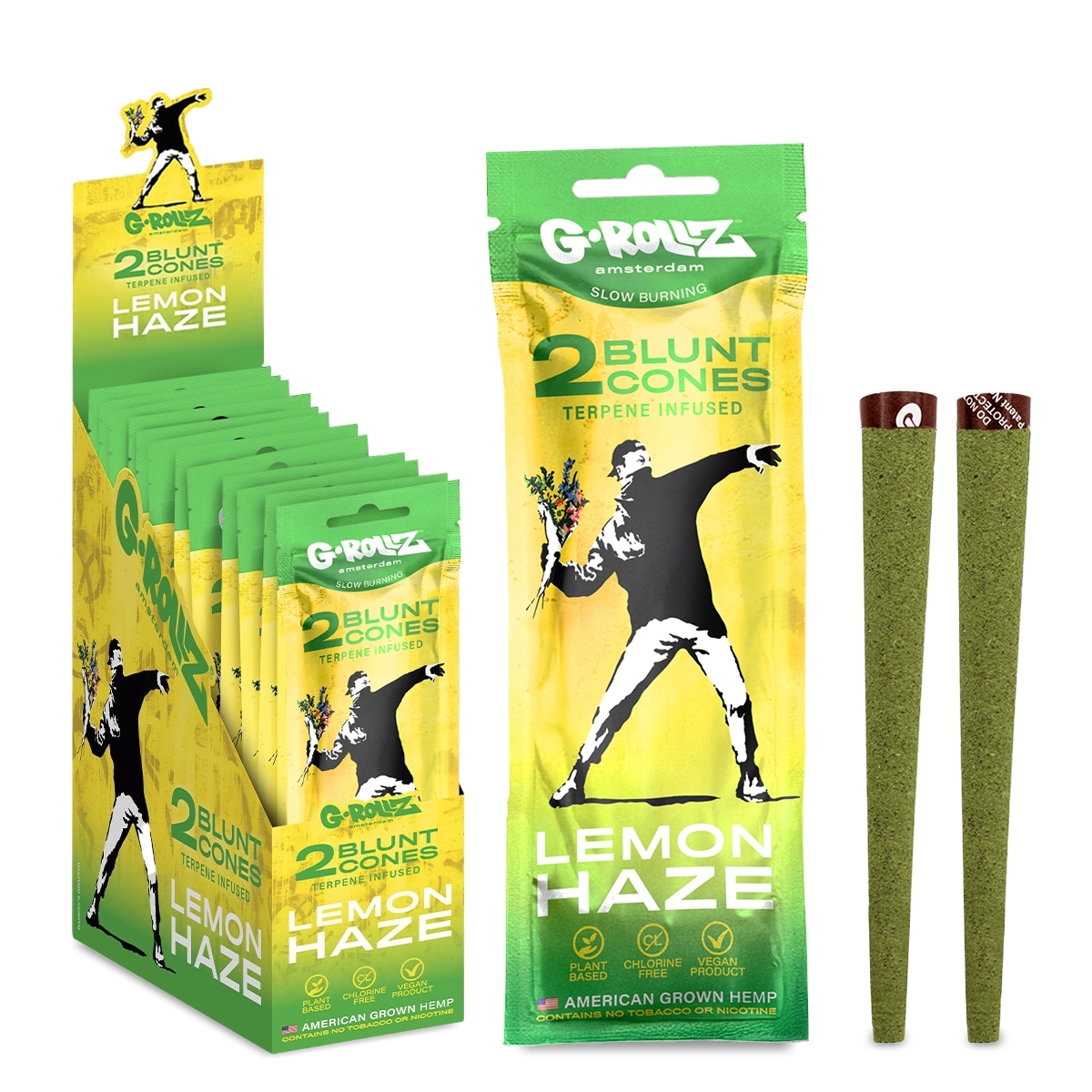 G-Rollz - Banksy's Graffiti - Lemon Haze - Terpene Infused Cones (Bag) - 12er Display