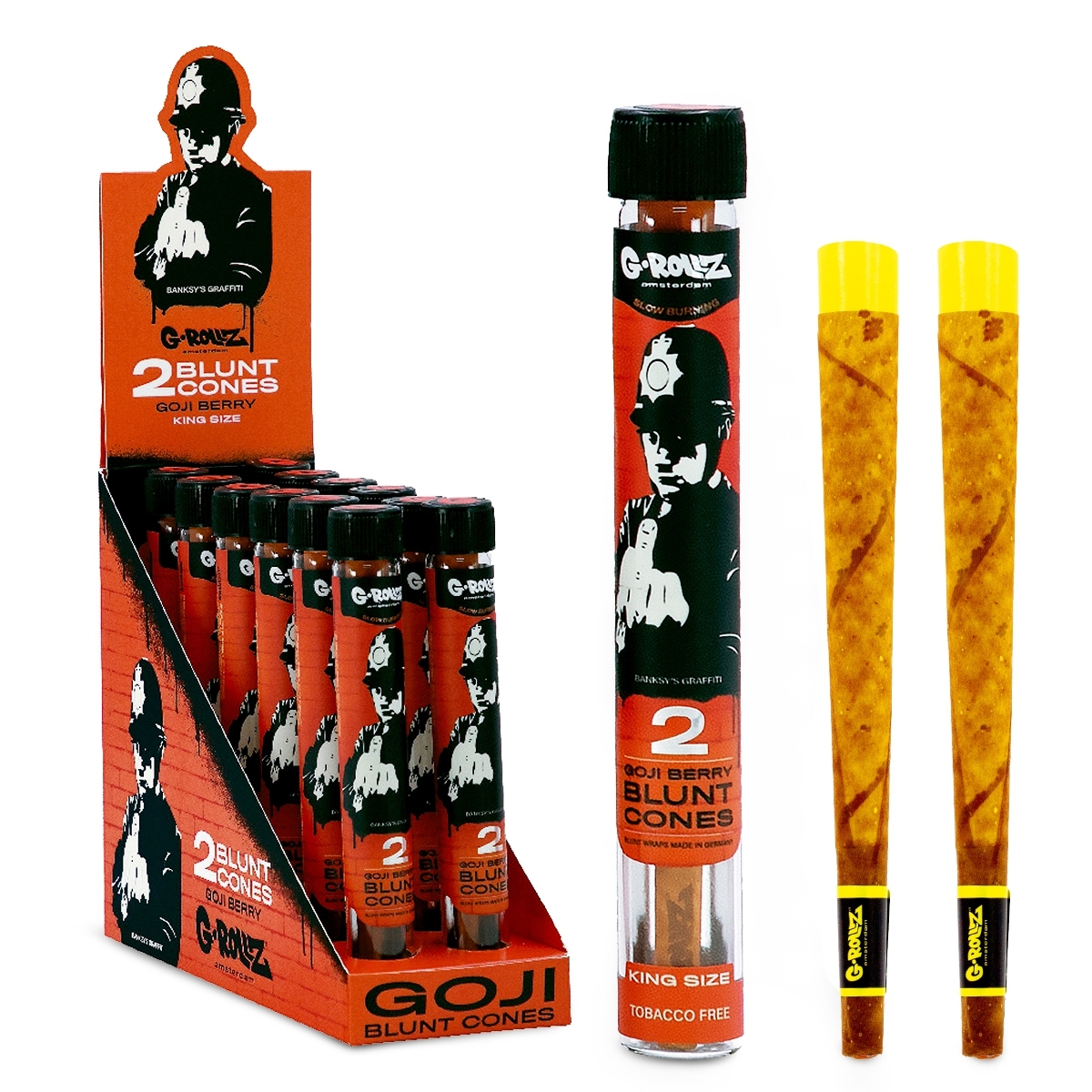 G-Rollz - Banksy's Graffiti - Pre-rolled Goji Berry Cones - 12er Display