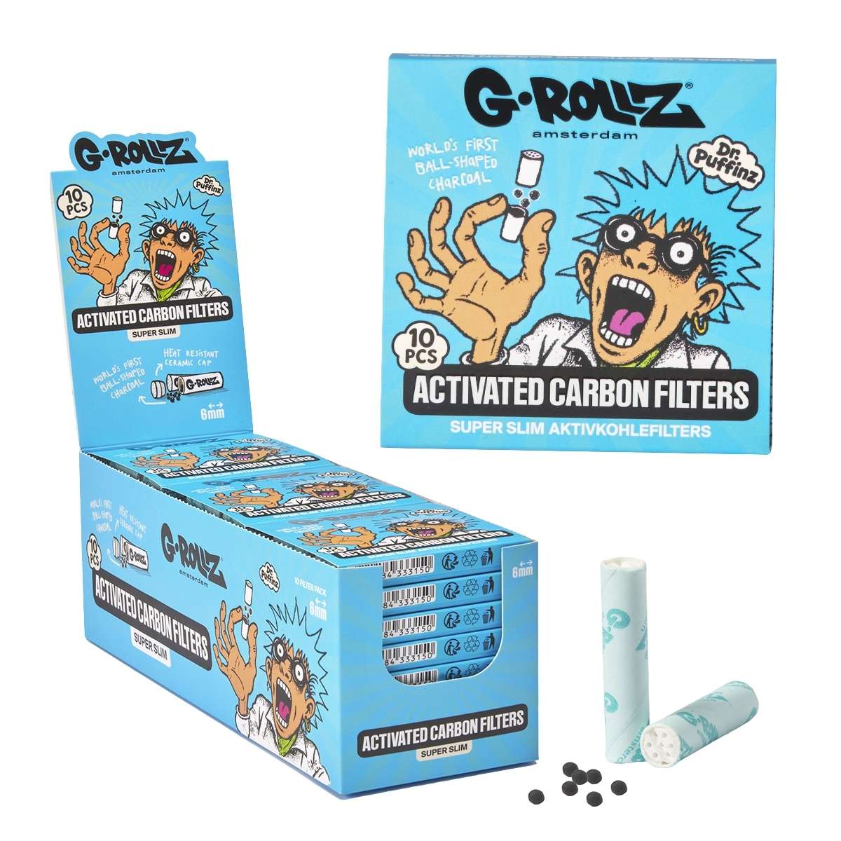 G-Rollz - Activated Carbon Filters - Ø6mm (Blau) - 10-pack
