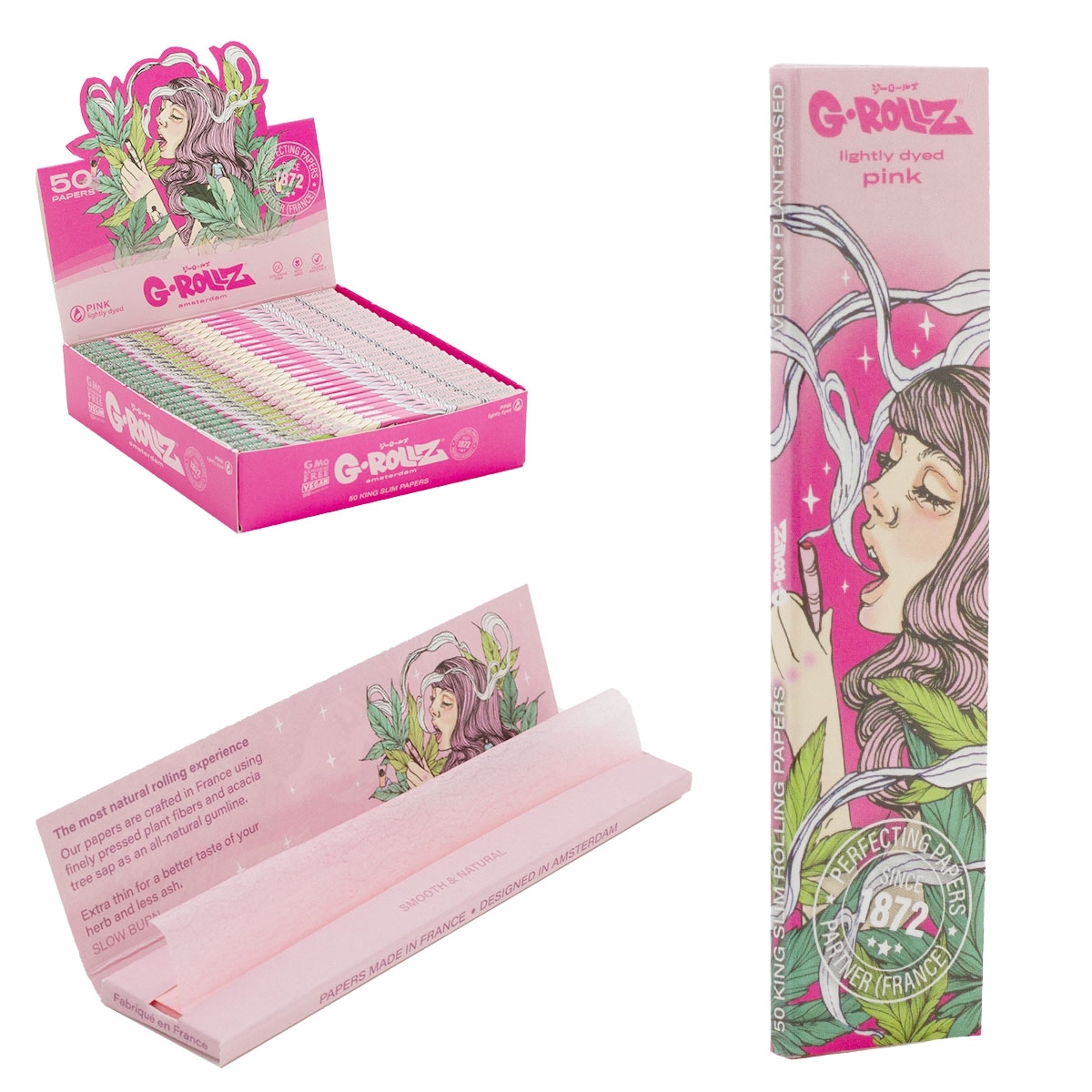 G-Rollz - Colossal Dream - Lightly Dyed Pink - 50 KS Slim Papers - 25er Display